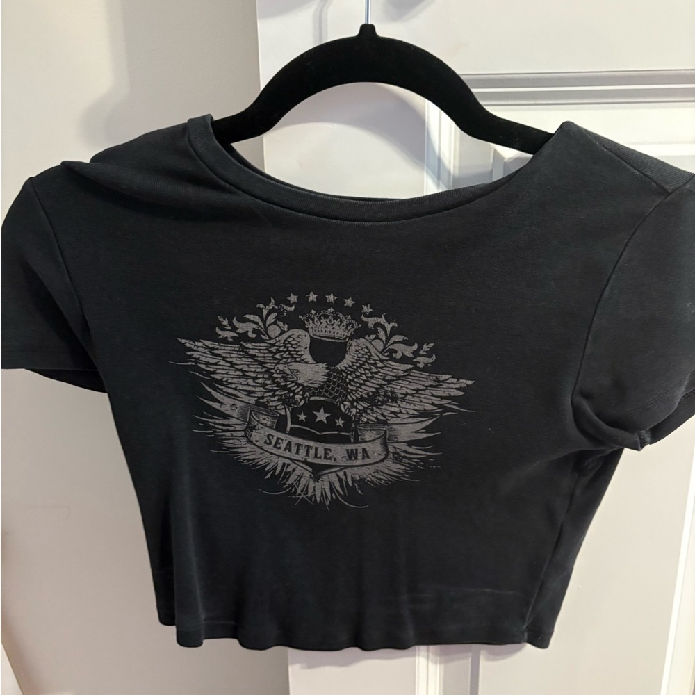 Garage Black Graphic Crop Top